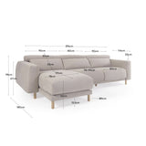 Singa 3-Sitzer Sofa mit Chaiselongue links beige 296 cm - ZEN ZONE