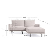 Galene 3-Sitzer Sofa beige mit Chaiselongue rechts 214 cm - ZEN ZONE Furniture