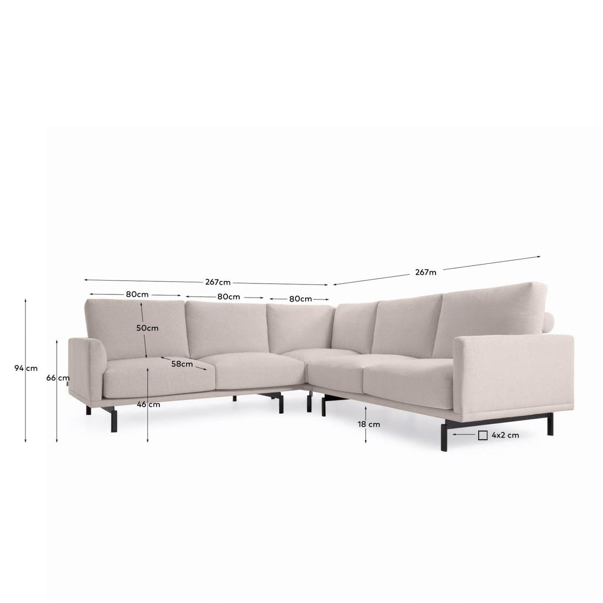 Galene 4-Sitzer Ecksofa beige 267 x 267 cm - ZEN ZONE