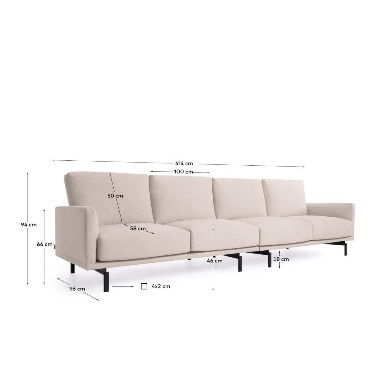 Galene 4-Sitzer Sofa beige 414 cm - ZEN ZONE Furniture