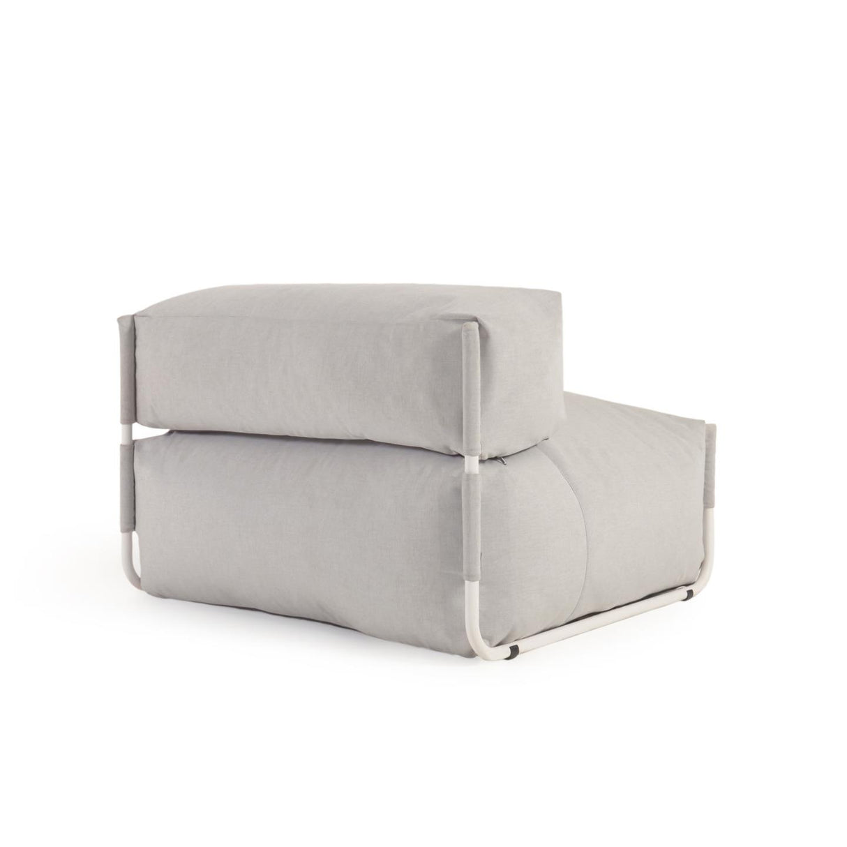 Square Puff Modularsofa Rückenlehne 100% Outdoor hellgrau und Aluminium weiß 101 x 101 cm - ZEN ZONE