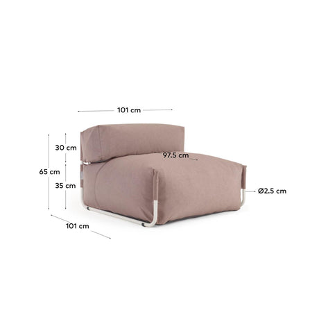 Square Puff Modularsofa mit Rückenlehne 100% Outdoor terrakotta Aluminium weiß 101 x 101cm - ZEN ZONE