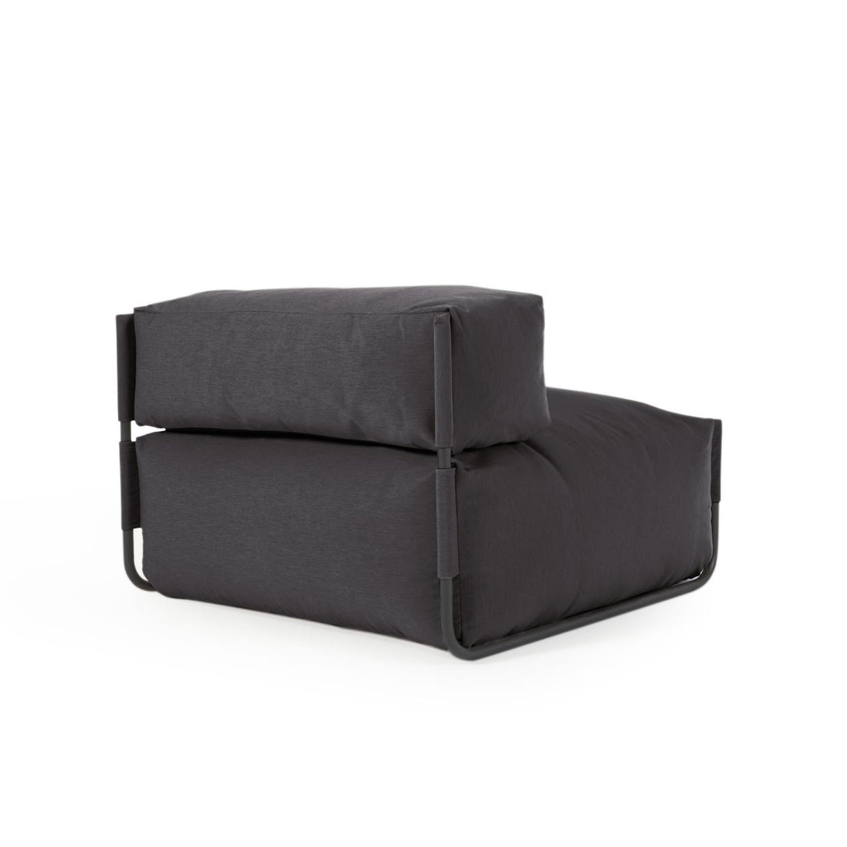 Square Puff Modularsofa 100% outdoor m. Rückenlehne dunkelgrau Alu schwarz 101 x 101 cm - ZEN ZONE