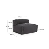 Square Puff Modularsofa 100% outdoor m. Rückenlehne dunkelgrau Alu schwarz 101 x 101 cm - ZEN ZONE