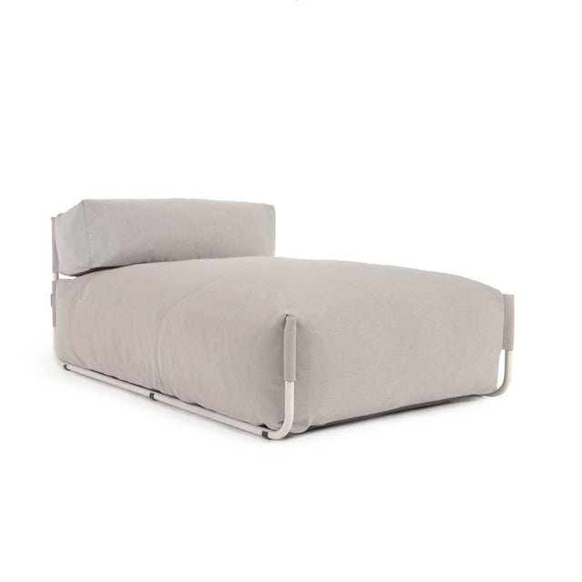 Square Puff Modularsofa longue mit Rückenlehne Outdoor hellgrau Aluminium weiß 165x101cm - ZEN ZONE