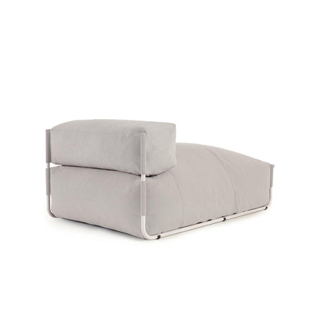 Square Puff Modularsofa longue mit Rückenlehne Outdoor hellgrau Aluminium weiß 165x101cm - ZEN ZONE