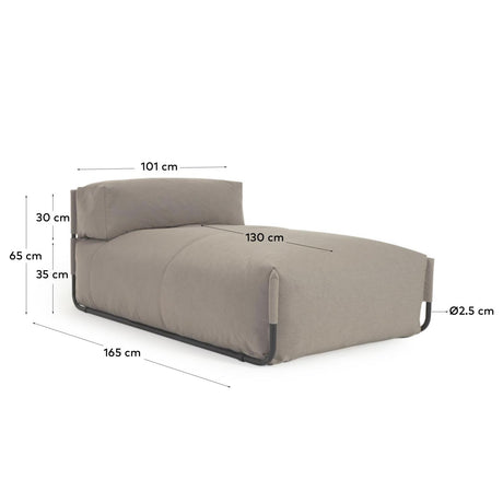 Square Puff Modularsofa longue m. Rückenlehne 100% outdoor grün und Alu schwarz 165x101 cm - ZEN ZONE