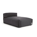 Square Puff Modularsofa longue 100%outdoor m. Rückenlehne dunkelgrau Alu schwarz 165x101cm - ZEN ZONE