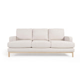 Sofa Mihaela für 3 Sitzer mit Mikro-Bouclé-Bezug in Weiß 203 cm FSC Mix Credit - ZEN ZONE Furniture