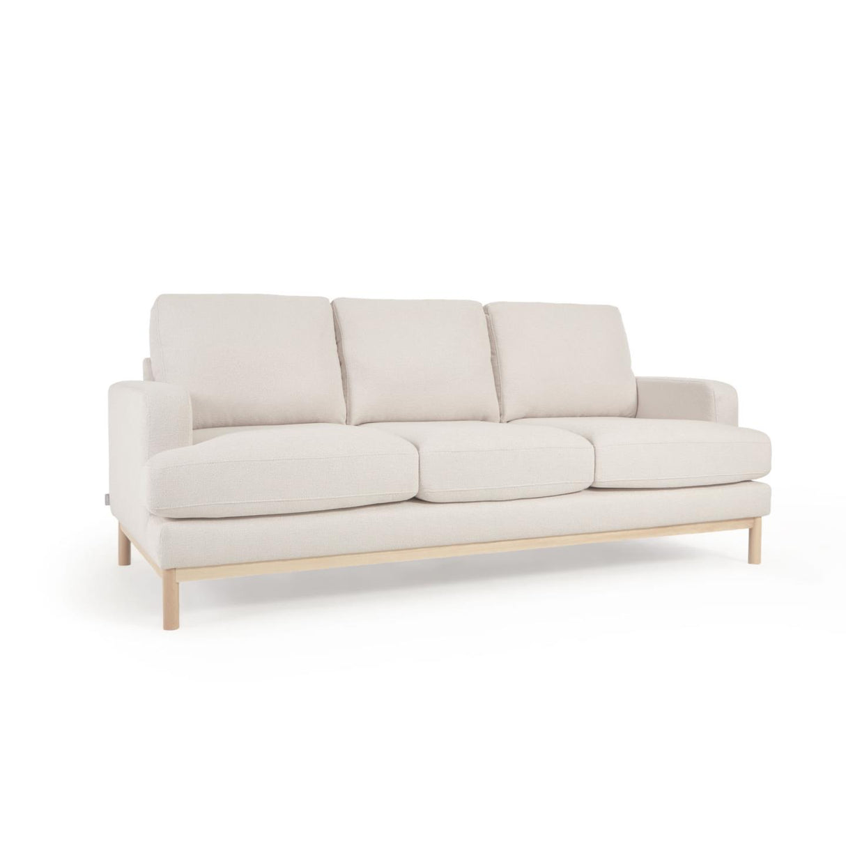 Sofa Mihaela für 3 Sitzer mit Mikro-Bouclé-Bezug in Weiß 203 cm FSC Mix Credit - ZEN ZONE Furniture