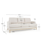 Sofa Mihaela für 3 Sitzer mit Mikro-Bouclé-Bezug in Weiß 203 cm FSC Mix Credit - ZEN ZONE Furniture