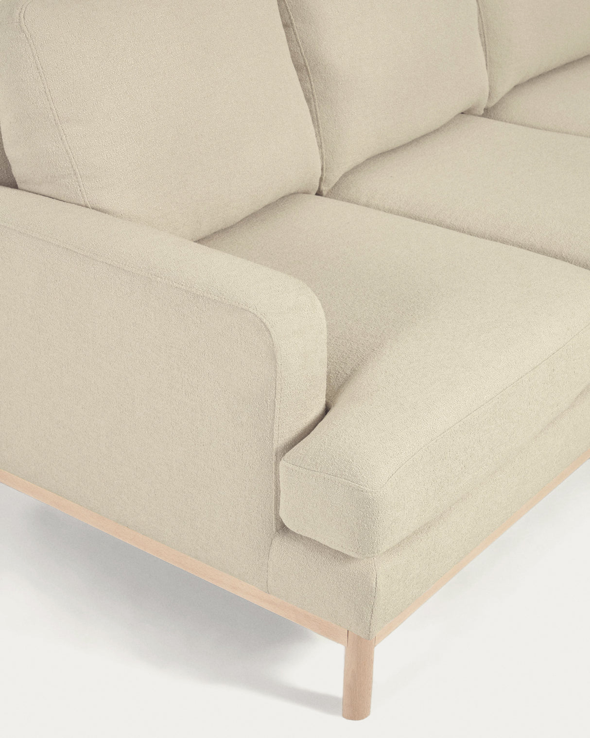 Sofa Mihaela für 3 Sitzer mit Mikro-Bouclé-Bezug in Weiß 203 cm FSC Mix Credit - ZEN ZONE Furniture