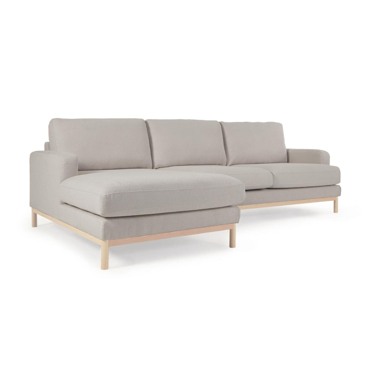 Sofa Mihaela für 3 Sitzer mit Chaiselongue links mit Mikro-Bouclé-Bezug in Grau 264 cm - ZEN ZONE Furniture