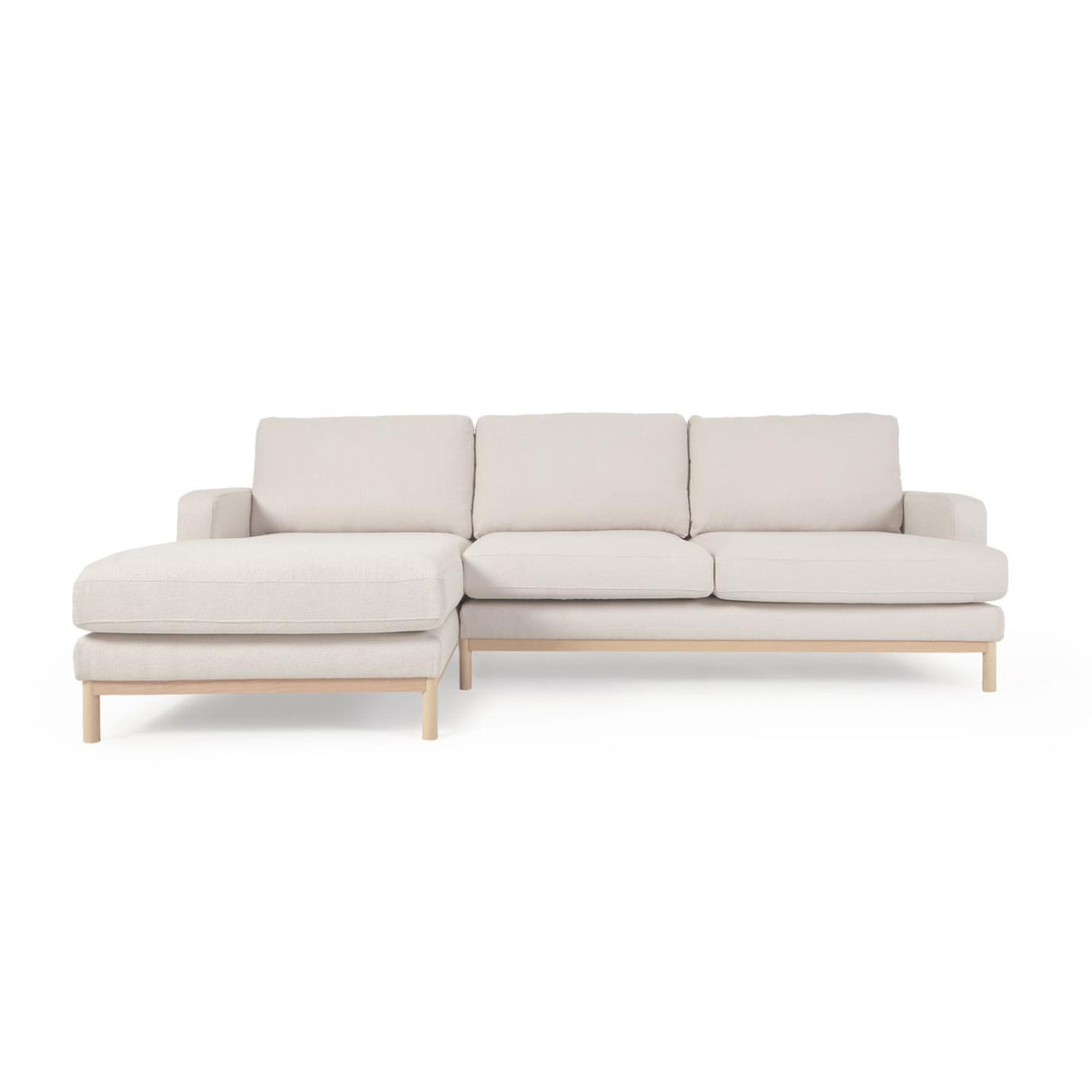 Sofa Mihaela für 3 Sitzer mit Chaise Longue links aus Bouclé-Bezug in Weiß 264 cm - ZEN ZONE