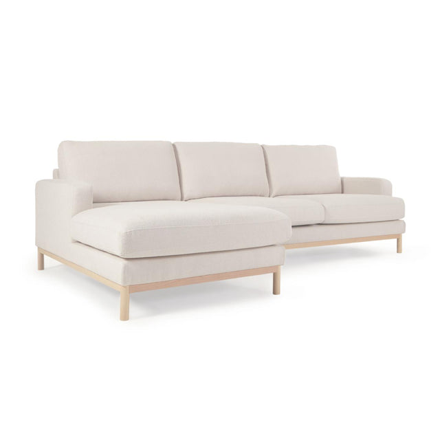 Sofa Mihaela für 3 Sitzer mit Chaise Longue links aus Bouclé-Bezug in Weiß 264 cm - ZEN ZONE