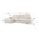 Sofa Mihaela für 3 Sitzer mit Chaise Longue links aus Bouclé-Bezug in Weiß 264 cm - ZEN ZONE