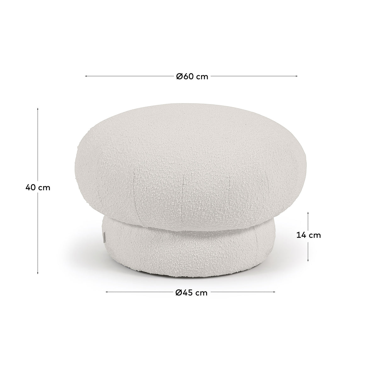 Sarisha runder Pouf mit Bouclé-Bezug in Weiß Ø 60 cm - ZEN ZONE Furniture