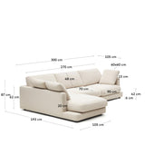 Gala 4-Sitzer-Sofa mit Chaiselongue links beige 300 cm - ZEN ZONE