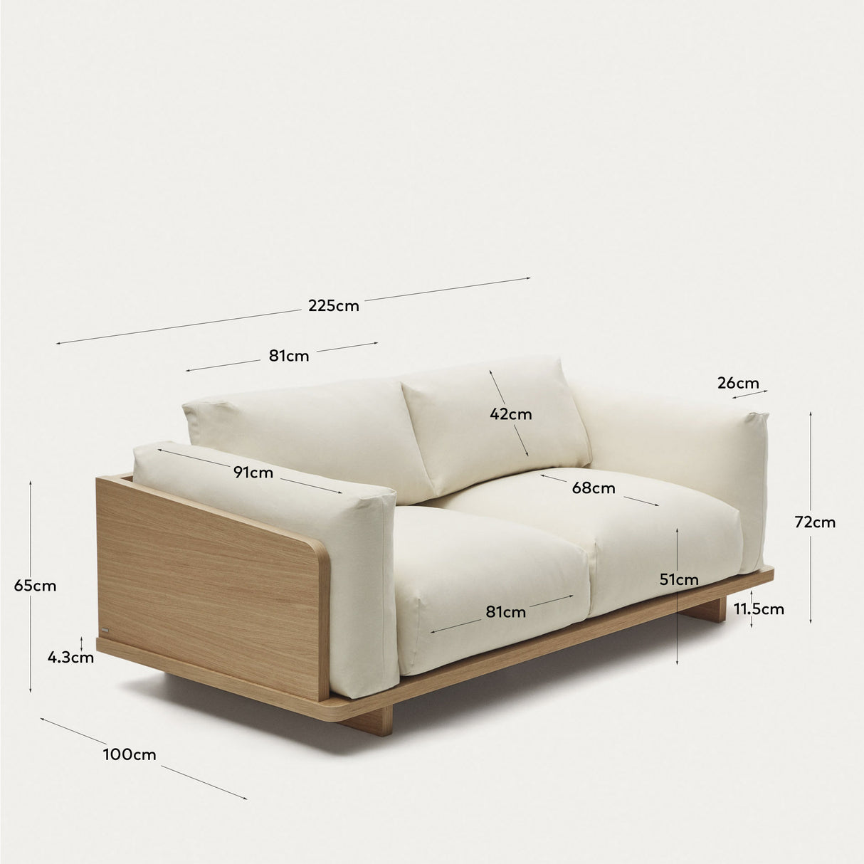 Oaq 3-Sitzer-Sofa beige 225 cm - ZEN ZONE