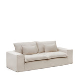 Anarela 3-Sitzer-Sofa mit abnehmbarem Bezug und Kissen aus Leinen Beige 280 cm - ZEN ZONE