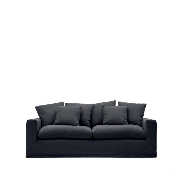 Nora 3 Sitzer Sofa mit abziehbaren Kissenbezügen aus Leinen und Baumwolle anthrazitgrau 240 cm - ZEN ZONE