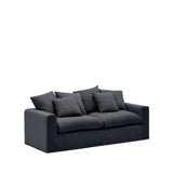 Nora 3 Sitzer Sofa mit abziehbaren Kissenbezügen aus Leinen und Baumwolle anthrazitgrau 240 cm - ZEN ZONE