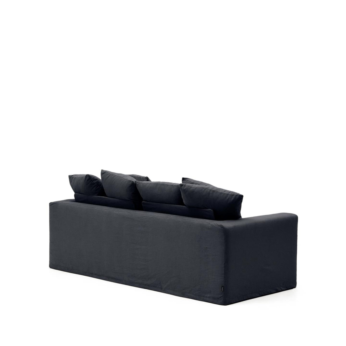 Nora 3 Sitzer Sofa mit abziehbaren Kissenbezügen aus Leinen und Baumwolle anthrazitgrau 240 cm - ZEN ZONE