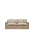 Nora 3 Sitzer Sofa mit abziehbaren Kissenbezügen aus Leinen und Baumwolle taupe 240 cm - ZEN ZONE