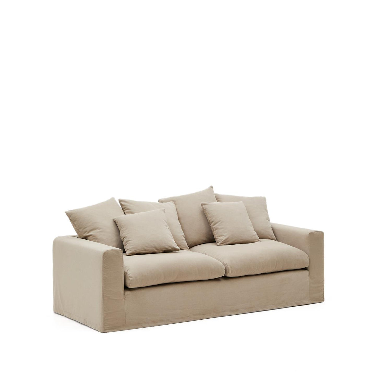 Nora 3 Sitzer Sofa mit abziehbaren Kissenbezügen aus Leinen und Baumwolle taupe 240 cm - ZEN ZONE