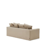 Nora 3 Sitzer Sofa mit abziehbaren Kissenbezügen aus Leinen und Baumwolle taupe 240 cm - ZEN ZONE