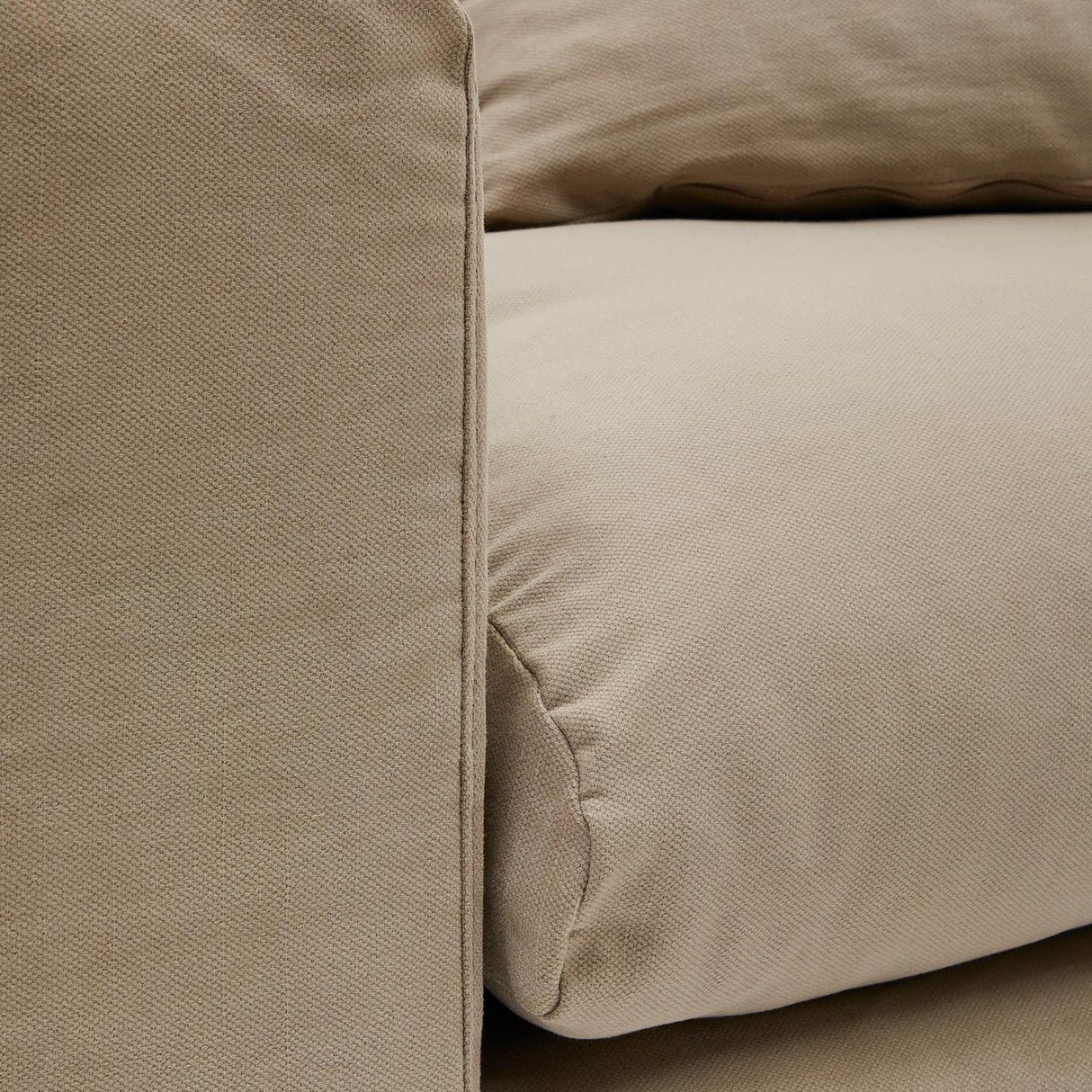 Nora 3 Sitzer Sofa mit abziehbaren Kissenbezügen aus Leinen und Baumwolle taupe 240 cm - ZEN ZONE