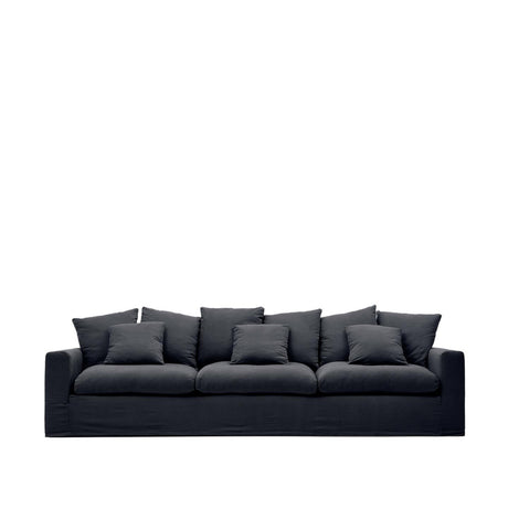 Nora 4 Sitzer Sofa mit abziehbaren Kissenbezügen aus Leinen und Baumwolle anthrazitgrau 340 cm - ZEN ZONE