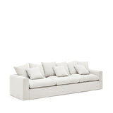 Nora 4 Sitzer Sofa mit abziehbaren Kissenbezügen aus Leinen und Baumwolle naturfarben 340 cm - ZEN ZONE