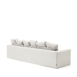 Nora 4 Sitzer Sofa mit abziehbaren Kissenbezügen aus Leinen und Baumwolle naturfarben 340 cm - ZEN ZONE