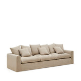 Nora 4 Sitzer Sofa mit abziehbaren Kissenbezügen aus Leinen und Baumwolle taupe 340 cm - ZEN ZONE