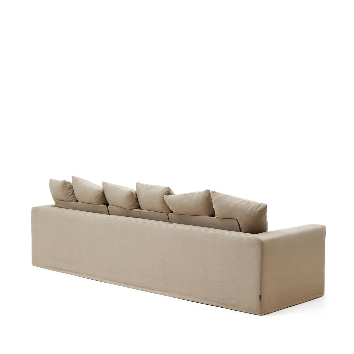 Nora 4 Sitzer Sofa mit abziehbaren Kissenbezügen aus Leinen und Baumwolle taupe 340 cm - ZEN ZONE