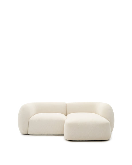 Martina modulares 2-Sitzer-Sofa in Chenille mit Chaiselongue rechts Farbe Ecru 230 cm - ZEN ZONE Furniture