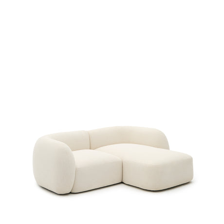 Martina modulares 2-Sitzer-Sofa in Chenille mit Chaiselongue rechts Farbe Ecru 230 cm - ZEN ZONE Furniture