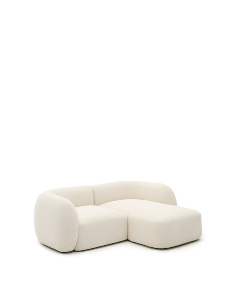 Martina modulares 2-Sitzer-Sofa in Chenille mit Chaiselongue rechts Farbe Ecru 230 cm - ZEN ZONE Furniture