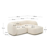 Martina modulares 2-Sitzer-Sofa in Chenille mit Chaiselongue rechts Farbe Ecru 230 cm - ZEN ZONE Furniture