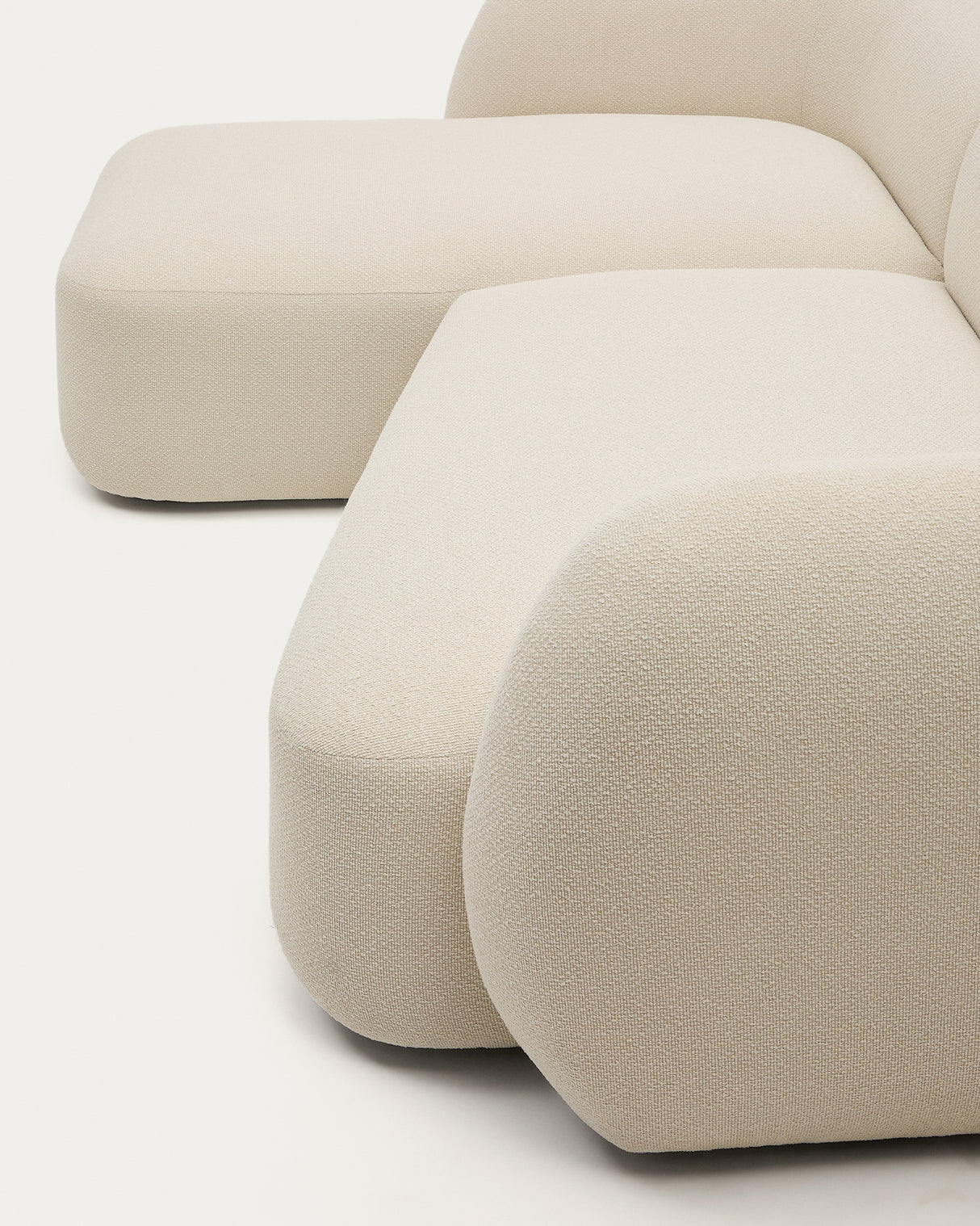 Martina modulares 3-Sitzer-Sofa in Chenille mit Chaiselongue links Écru 287 cm - ZEN ZONE Furniture