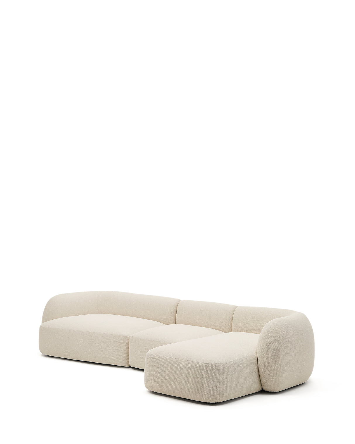 Martina modulares 4-Sitzer-Sofa in Chenille mit Chaiselongue rechts Farbe Ecru 377 cm - ZEN ZONE Furniture