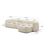 Martina modulares 4-Sitzer-Sofa in Chenille mit Chaiselongue rechts Farbe Ecru 377 cm - ZEN ZONE Furniture