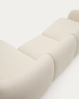 Martina modulares 4-Sitzer-Sofa in Chenille mit Chaiselongue rechts Farbe Ecru 377 cm - ZEN ZONE Furniture