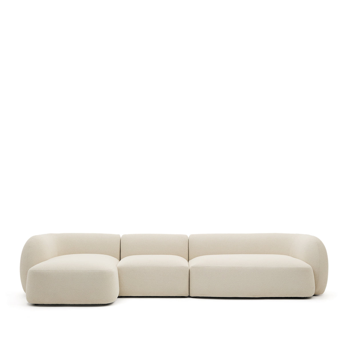 Martina modulares 4-Sitzer-Sofa in Chenille mit Chaiselongue links in Ecru 377 cm - ZEN ZONE Furniture