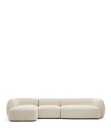 Martina modulares 4-Sitzer-Sofa in Chenille mit Chaiselongue links in Ecru 377 cm - ZEN ZONE Furniture