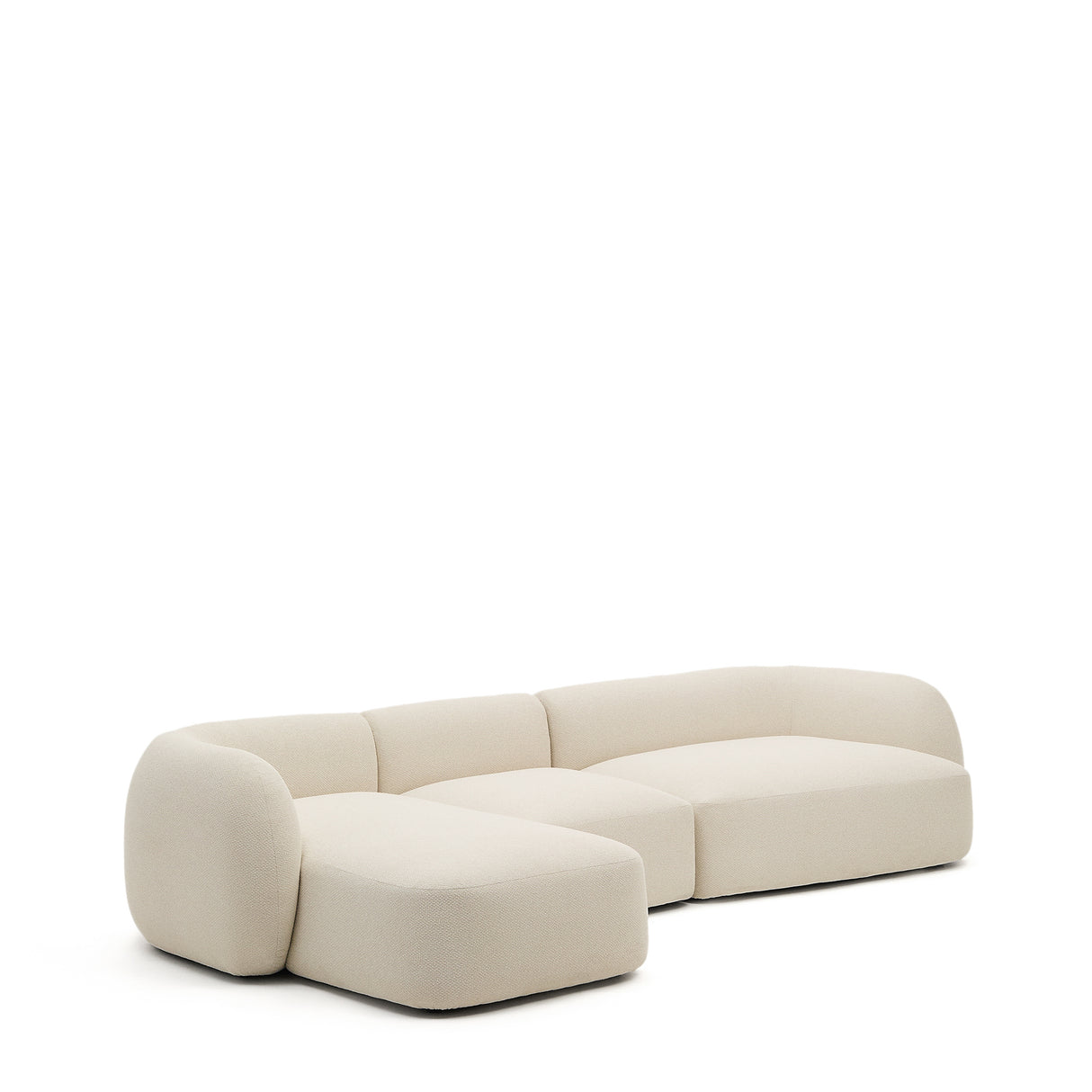 Martina modulares 4-Sitzer-Sofa in Chenille mit Chaiselongue links in Ecru 377 cm - ZEN ZONE Furniture