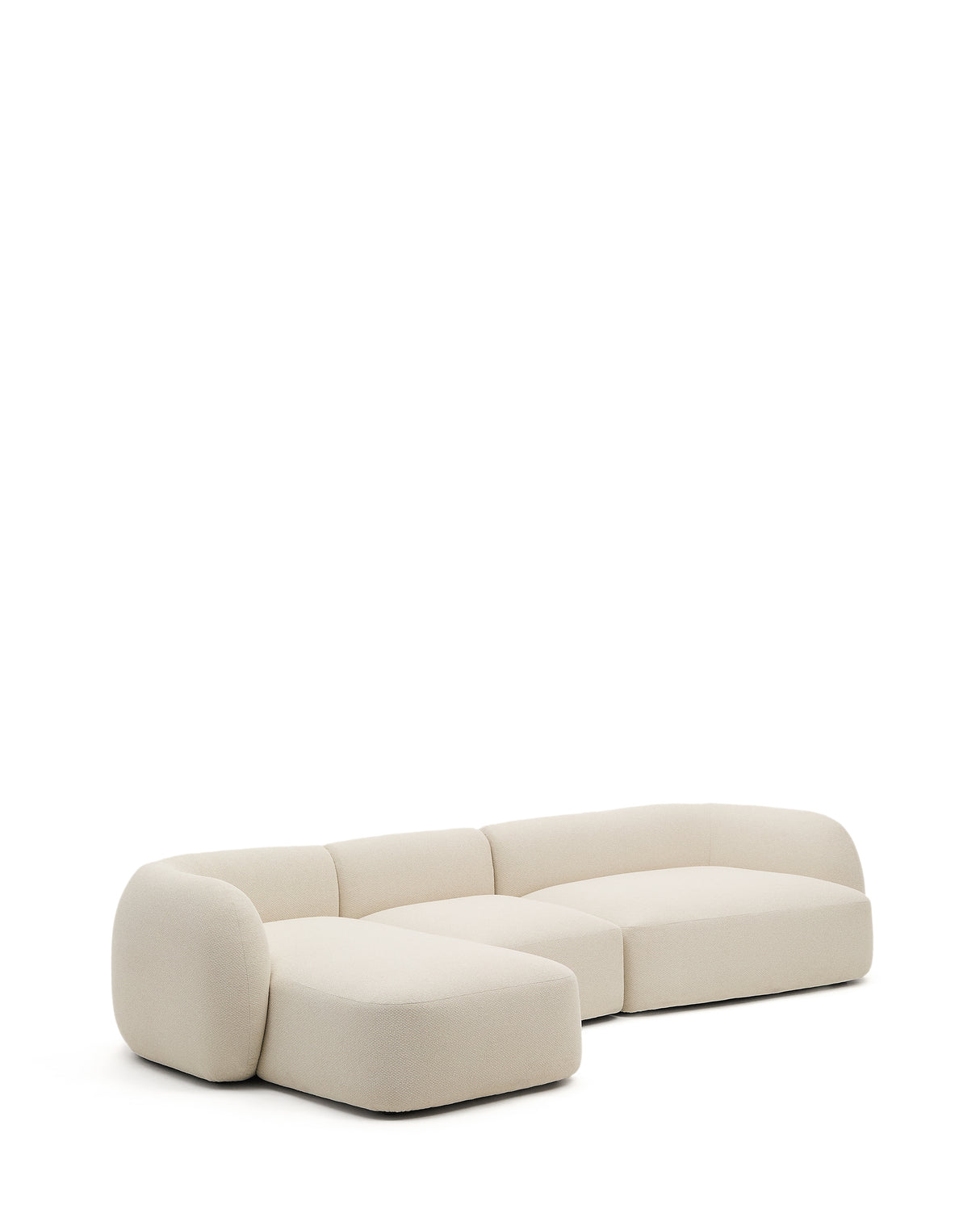 Martina modulares 4-Sitzer-Sofa in Chenille mit Chaiselongue links in Ecru 377 cm - ZEN ZONE Furniture