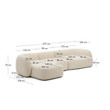 Martina modulares 4-Sitzer-Sofa in Chenille mit Chaiselongue links in Ecru 377 cm - ZEN ZONE Furniture