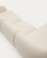 Martina modulares 4-Sitzer-Sofa in Chenille mit Chaiselongue links in Ecru 377 cm - ZEN ZONE Furniture